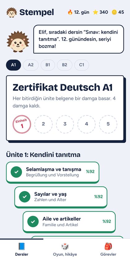 Stempel: ders listesi / Lektionsübersicht / lesson overview